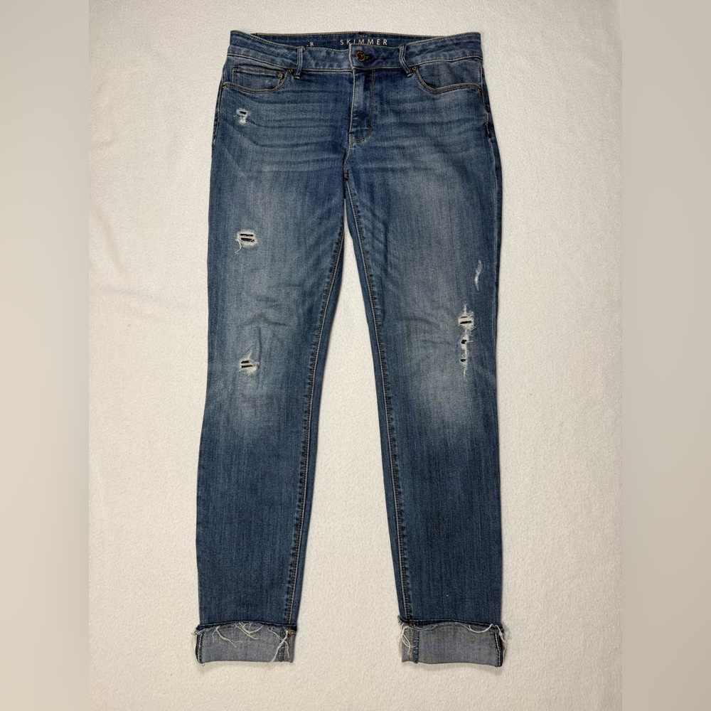 White House Black Market The Skimmer Distressed Mid Rise Jeans Size 8 #2168 - Picture 3 of 10